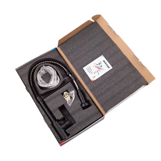 Змішувач для кухні з виливом пружина Mixxus Premium Spring 017 Black MI6951 Чорний матовий - фото 3