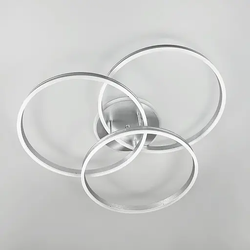 LED світильник білий на 3 кільця з RGB у сірому корпусі Ø 80 см | Line F | Арт. 55065/3 RGB Silver+CH - фото 1