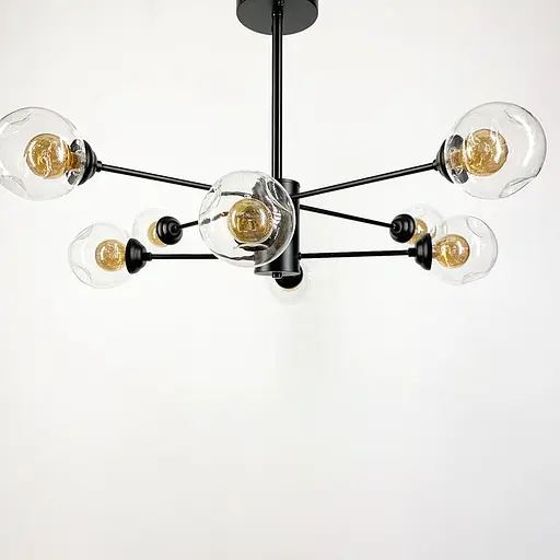 Люстра-молекула в чорному кольорі корпусу з 8 подвійними плафонами | Line F | Арт. 5033/8 - фото 1