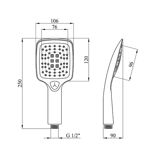 Ручний душ Kroner KRP Edelstahl Kubus - SCH700, Чорний матовий - фото 2