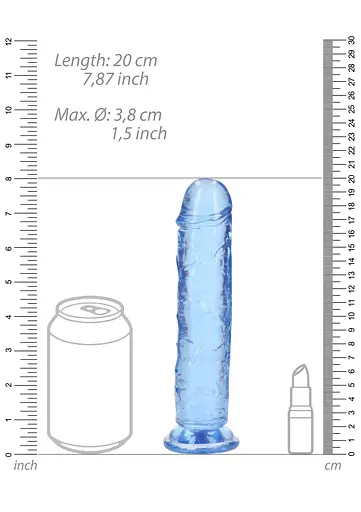 Фалоімітатор RealRock Crystal Clear Realistic Dildo 7'' 20 см блакитний - фото 4