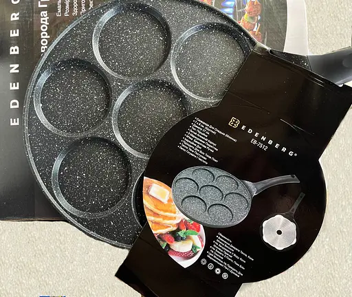 Сковорода порционная для оладий блинчиков Edenberg EB-7512 с мраморным покрытием 7 секций по 8см. - фото 6