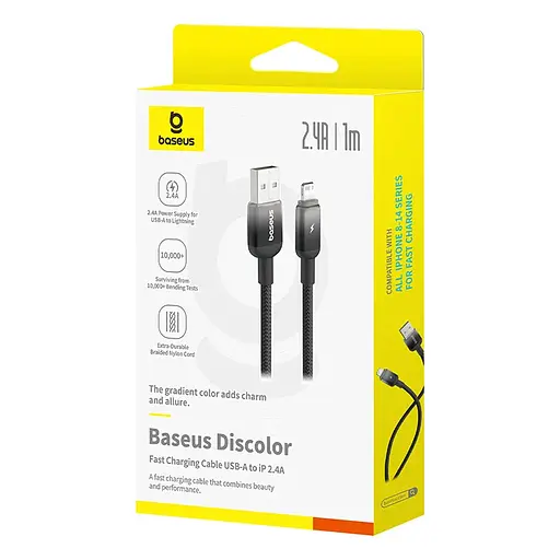 Дата кабель Baseus Discolor Series Fast Charging USB to Lightning 2.4A (1m) (P10374900) Cluster Black - фото 4