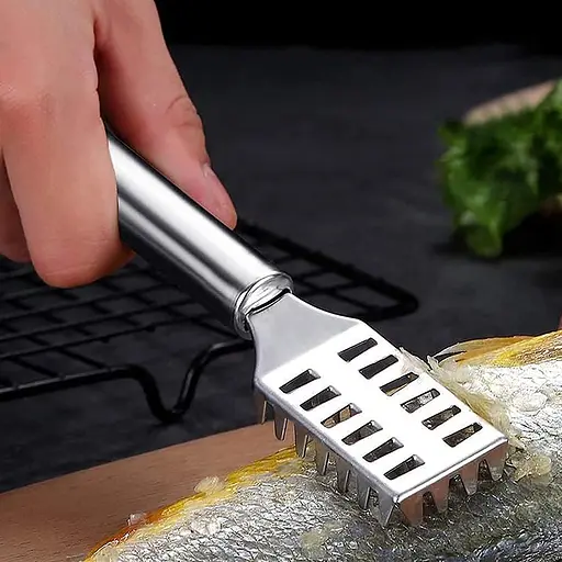 Рибочистка 4-рядна з нержавіючої сталі скребок для швидкого чищення риби 19.5 см, Kitchen Master Сріблястий 86850 - фото 4