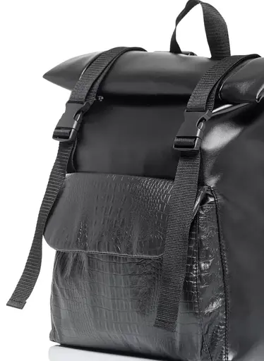 Рюкзак ролл Sambag унісекс RollTop Milton принт крокодила з клапаном чорний 41 х 30 х 16 см (24251070) - фото 3