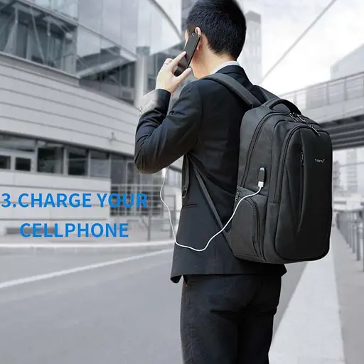 Рюкзак міський офисний Tigernu T-B3399 22л з USB для ноутбука 15.6" Black Grey (17051) - фото 7