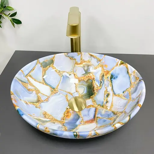 Умивальник VBI Parma marble blue glossy накладний VBI-011016, Цветной - фото 1