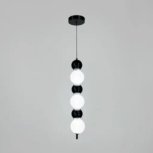 Світлодіодний підвіс із чорними та білими кульками 60 см | Line F | Арт. NO22/3 BK - фото 2