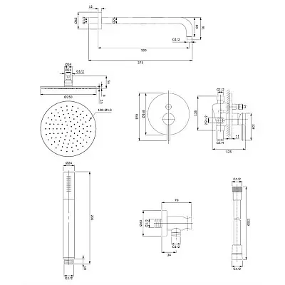 Душова система прихованого монтажу Omnires Y chrome SYSY22XCR, Хром - фото 2