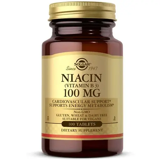 Витамины и минералы Solgar Niacin 100 mg Vitamin B3 100 таблеток - фото 1