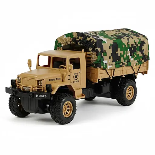 Машинка-грузовик на радиоуправлении 0626 BK, милитари, задний привод, свет, 1:18, аккумулятор 3.7 V, желтая