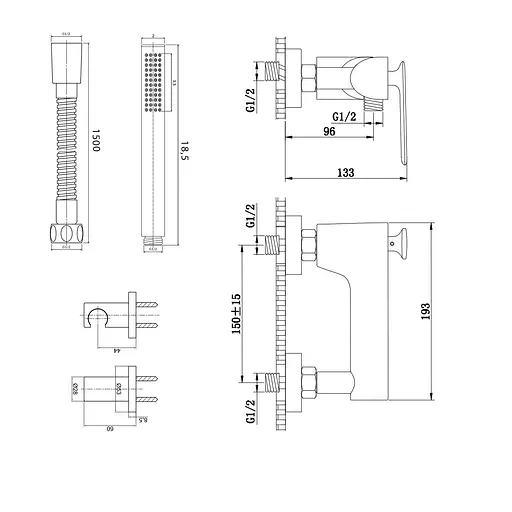 Смеситель для душа Kohlman Experience chrome настенный KPL-QW120E Хром - фото 2