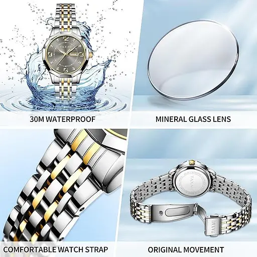 Жіночий водонепроникний аналоговий годинник із неіржавкої сталі для маленьких зап'ястків, розкішний годинник із діамантами - фото 5