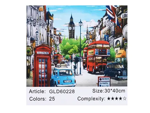 Алмазная мозаика по номерам Улицы Лондона 60228, 30x40 см