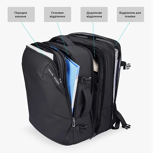 Рюкзак Mark Ryden MR9993KR с расширением и ортопедической спинкой Черный - фото 2