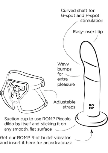 Страпон Romp Piccolo Pegging Kit 14 см мульти - фото 7
