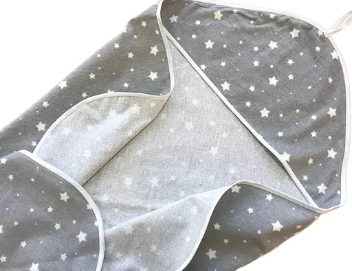 Байковое полотенце Moontime "Звездопад белый на сером" - фото 1