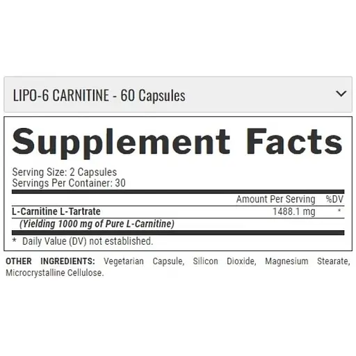 Л-карнітин Nutrex Research Lipo 6 Carnitine 120 капсул - фото 3