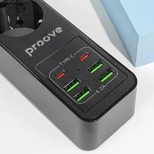 Мережевий фільтр Proove Power Strip P-03 (3 розетки + 4 USB + 2 Type-C) 2М black (PSP342420001) - фото 3