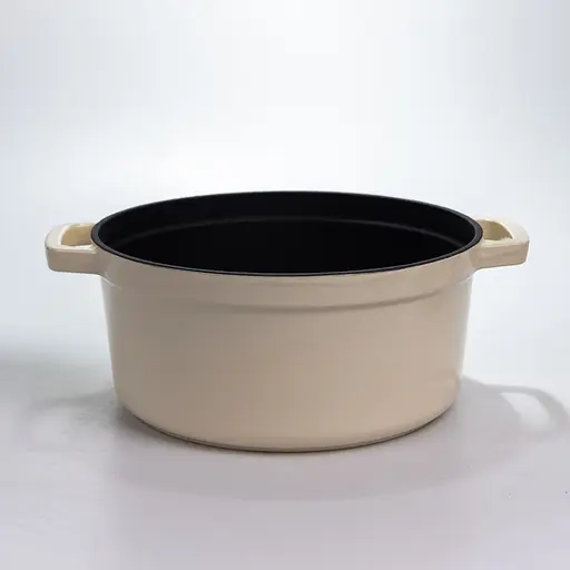 Каструля чавунна 4.5 л емальована з кришкою посуд для тушкування та запікання Premium Cookware HP-1-19-WHITE - фото 3