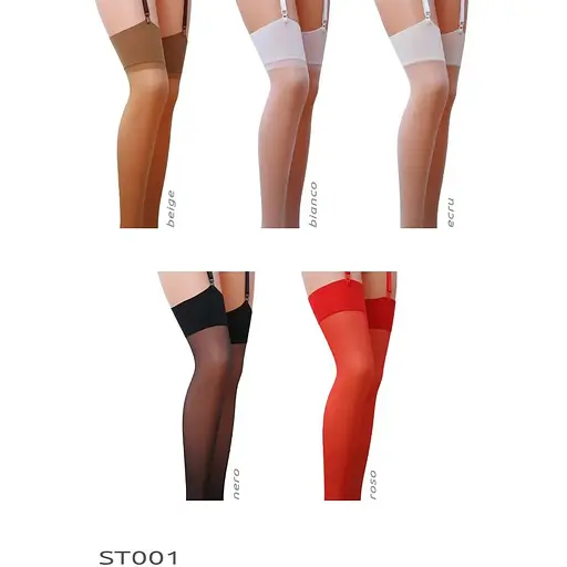 Класичні панчохи під пояс із широкою гумкою Passion ST001 1/2 bianco - фото 2