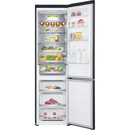 Холодильник LG с нижним морозильным отделением 203x60х68 холод.отд. 277 л мороз.отд. 110л 2дв. А++ NF инв. диспл. внеш. зона светильников Metal Fresh черный - фото 4