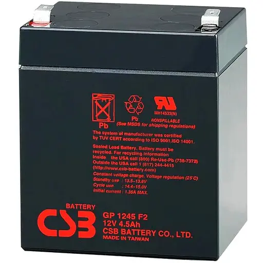 Акумуляторна батарея CSB GP1245F2, 12V 4.5Ah (90х70х100 (108)) Q10