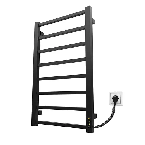 Электрический полотенцесушитель Kosser Лофт 800x500 ER тайм. черный ДЛФ02ER, Черный матовый, Правое - фото 1