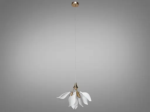 Модная подвесная керамическая люстра в гостиную, 3 лампы, золото. - фото 3