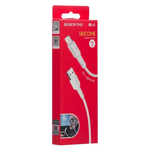 Кабель Borofone BX30 USB to iP 2.4A 1 м silicone TPE connectors білий - фото 2