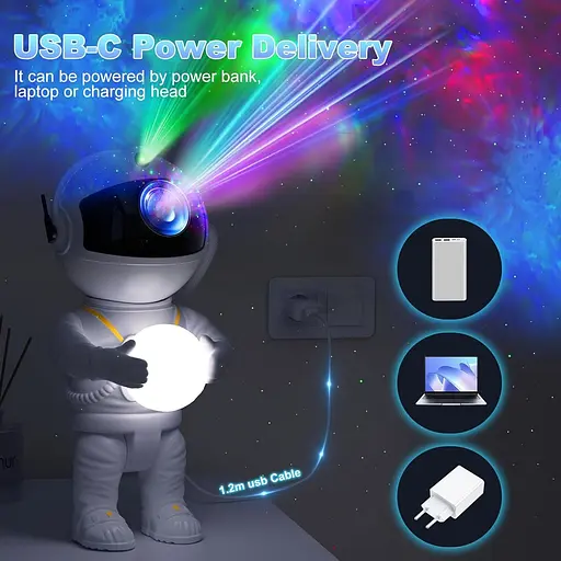 Проектор Astronaut Galaxy Astronaut Star Projector Light 8 режимів проекційної лампи, Обертання на 360° - фото 6