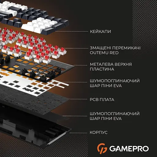 Клавіатура GamePro Genesis Metallic Outemu Red Swithes USB Black (MK144B) [152665] - фото 13