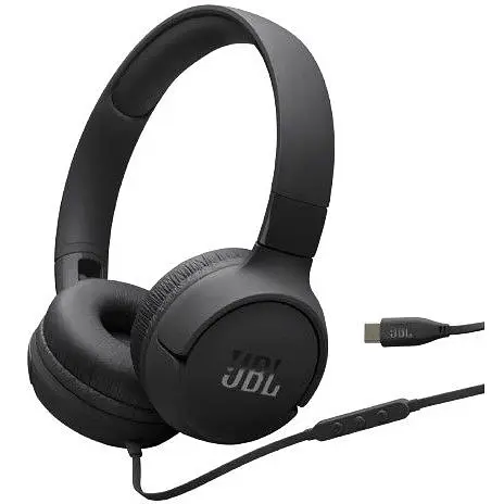 Наушники JBL накладные проводные Tune 520C USB-C штекер черные - фото 1