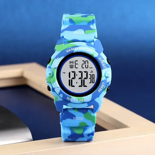 Детские наручные часы Skmei 1574 Голубой камуфляж - фото 4