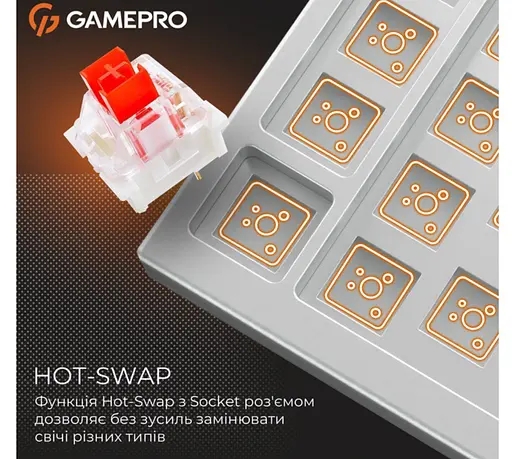 Клавіатура ігрова механічна GamePro GPMK-130BW USB Red Outemu Swithes Hot-Swap Black-White - фото 8