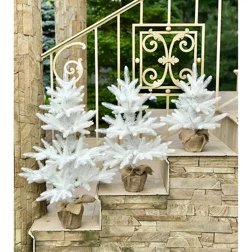 Ялинка Hvoya Classic лита 70 см в мішковині біла - фото 6