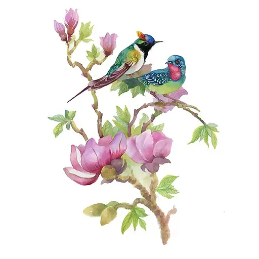 Алмазная мозаика Магнолия с птичками Diamond-hands 189772 картон, неполная выкладка 21х25 см - фото 2