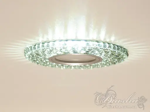 Роскошный, хрустальный, точечный светильник в гипсокартон со встроенным. - фото 3