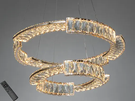 Світлодіодна люстра Romin підвісна 2 кільця золото 86 Вт - фото 1