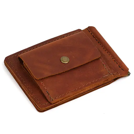 Зажим с монеткой кожаный коньячный Tarwa 11.5х8х1 см acs0032185 - фото 8