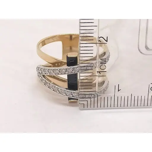 Золотое кольцо Tango с агатом и фианитами. 379602 19,5 - фото 6