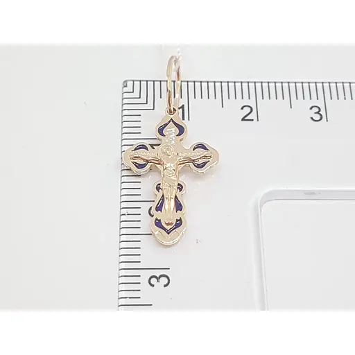 Золотий хрестик Харківська ювелірна фабрика з емаллю. Розп'яття Христа. 169 - фото 5