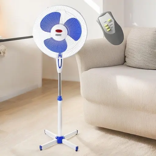 Підлоговий вентилятор Wimpex WX-1603R з пультом 100Вт 40см з регулюванням висоти Білий/Синій - фото 5