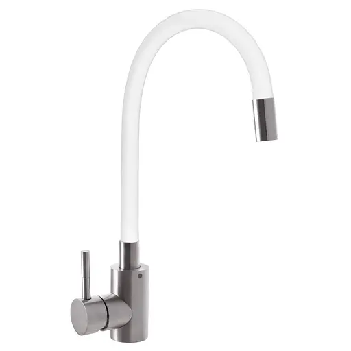 Змішувач для кухні Mixxus SUS 011 із силіконовим виливом white SS2838 Нержавіюча сталь - фото 1