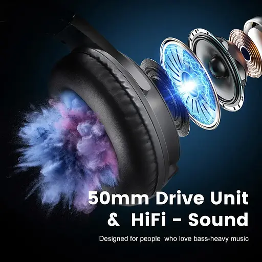 Накладні провідні студійні HIFI навушники OneOdio Studio Wireless black зі складною конструкцією та мікрофоном - фото 7