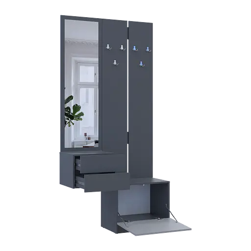 Передпокій Сола 2+3 Doros Графіт/Сірий ДСП 105х40х215 (42005151) - фото 12