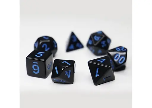 Набор кубиков Opaque 7 Dice Set - Black (w-blue) , 7 шт. (g7dopaq12) - фото 3