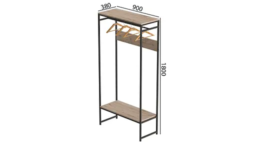 Вішалка модульна підлогова Треліс 14 180x90x38 чорний ДСП Дуб Сан-Марино 16мм FRD-104344 - фото 3
