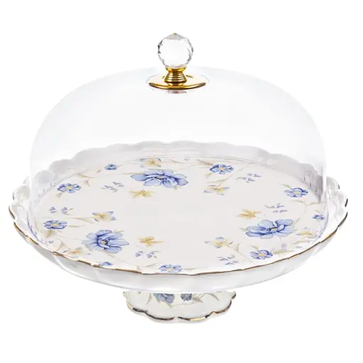 Уцінка. Блюдо для торта Lefar Лаура Блю, з кришкою, 29 см, білий (943-217) - фото 1