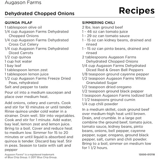 Лук нарезанный сублимированный Augason Farms с большим сроком годности 25 лет 217 порций - фото 2